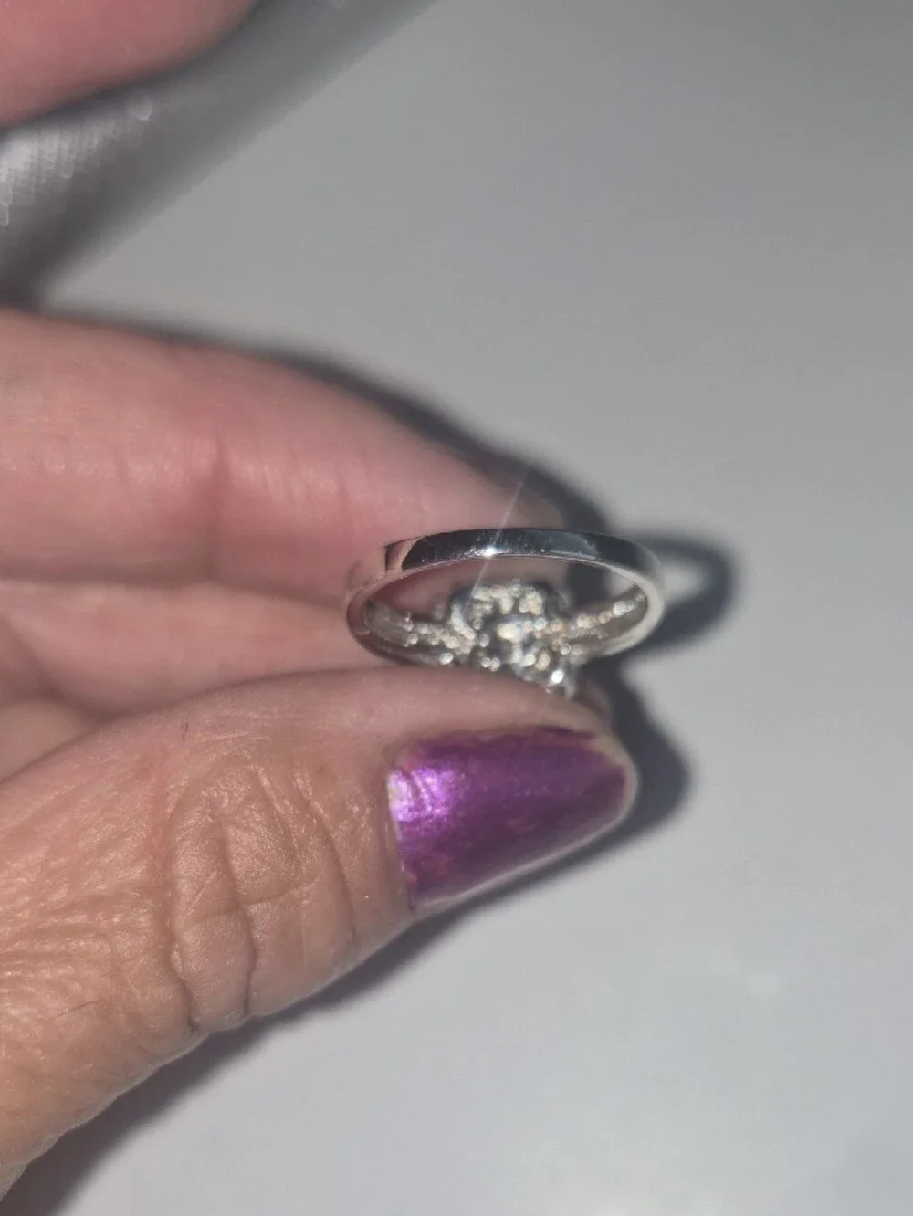 White Sterling Silver Square Halo Ring with Center Stone